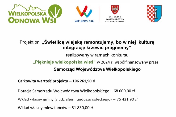Gmina Golina zrealizowała projekt pn.: „Świetlicę wiejską remontujemy bo w niej kulturę i integrację krzewić pragniemy”