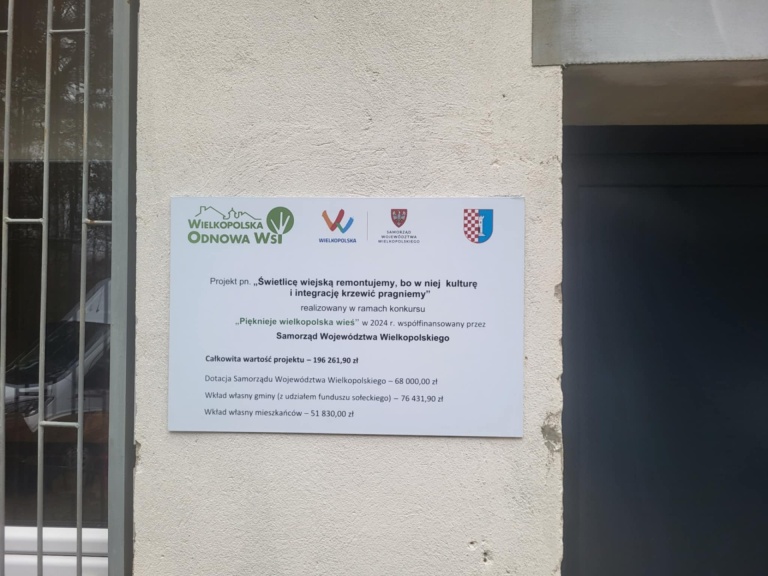 Gmina Golina zrealizowała projekt pn.: „Świetlicę wiejską remontujemy bo w niej kulturę i integrację krzewić pragniemy”