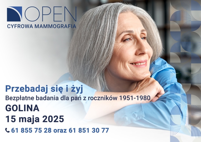 Bezpłatne badania mammograficzne realizowane przez firmę Ośrodek Profilaktyki i Epidemiologii Nowotworów S.A. w Poznaniu.