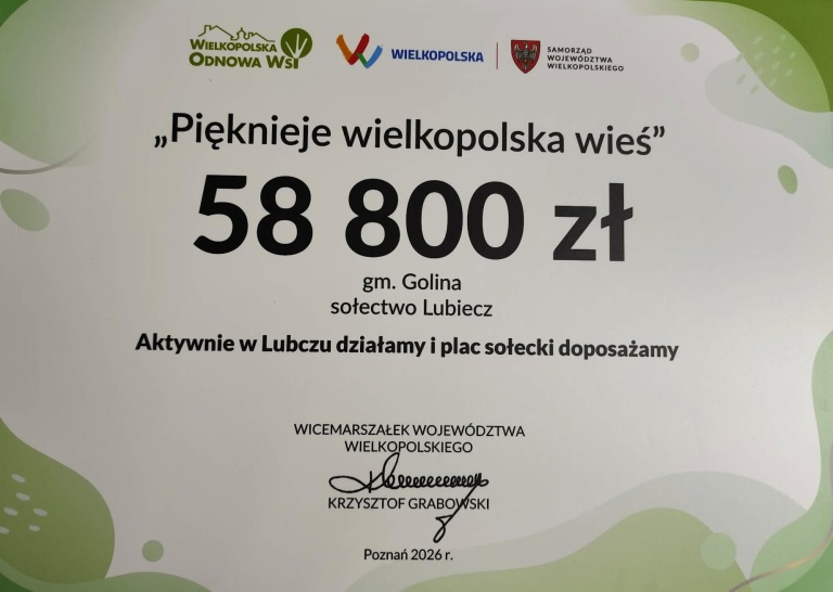 Gmina Golina z dofinansowaniem w konkursie „Pięknieje Wielkopolska Wieś”!