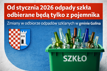 Od stycznia 2026 odpady szkła odbierane będą tylko z pojemnika