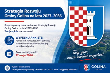 Zapraszamy do udziału w ankiecie dot. Strategii Rozwoju Gminy Golina na lata 2027–2036