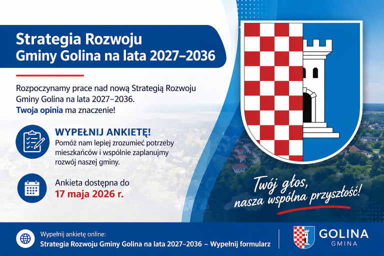Zapraszamy do udziału w ankiecie dot. Strategii Rozwoju Gminy Golina na lata 2027–2036