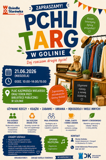 Zapraszamy na „Pchli Targ w Golinie”, 21 czerwca 2026 r.