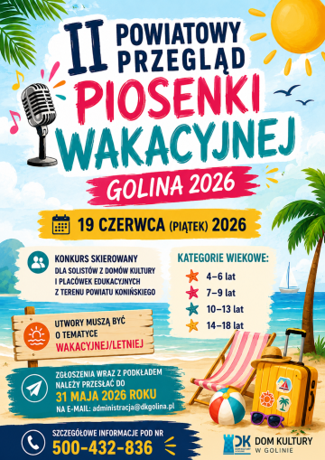 II Powiatowy Przegląd Piosenki Wakacyjnej „Golina 2026”, 19 czerwca 2026 r.