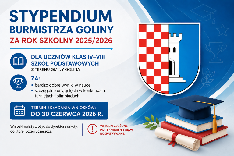 Do 30 czerwca można składać wnioski o Stypendium Burmistrza Goliny za rok szkolny 2025/2026