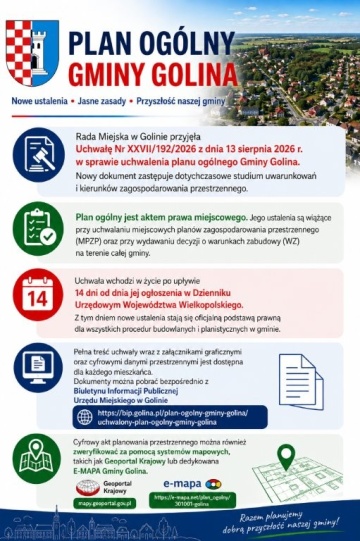 Uchwalony Plan Ogólny Gminy Golina