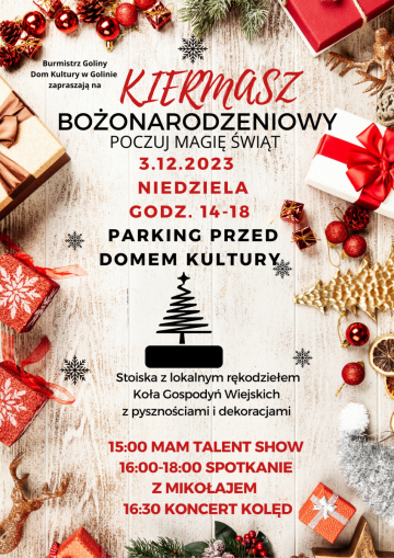 Poczuj magię Świąt! Zapraszamy na Kiermasz Bożonarodzeniowy 3 grudnia 2023 r.