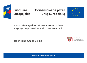 Doposażenie jednostek OSP KSRG w Golinie w sprzęt do prowadzenia akcji ratowniczych