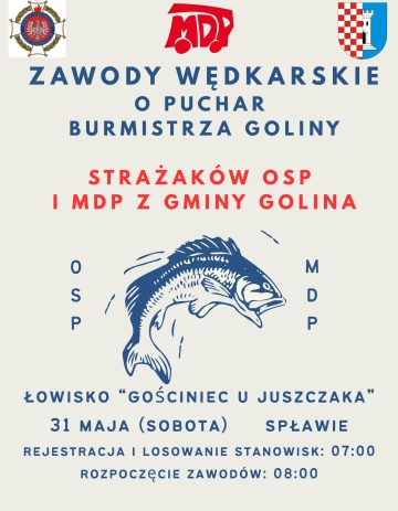 Zawody Wędkarskie o Puchar Burmistrza Goliny strażaków OSP i MDP z gminy Golina 31 maja 2025 r.