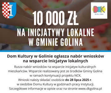 Gminny program wsparcia lokalnych inicjatyw kulturalnych w Gminie Golina! Wnioski do 28 lipca 2025 r.