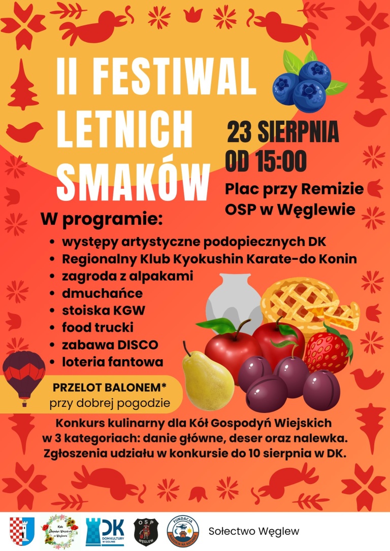 II Festiwal Letnich Smaków w Węglewie już w sobotę, 23 sierpnia