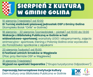 Oferta kulturalna Gminy Golina na sierpień