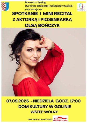 Zapraszamy na spotkanie i minirecital z Olgą Bończyk 7 września 2025 r.