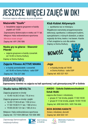 Jeszcze więcej zajęć w Domu Kultury w Golinie
