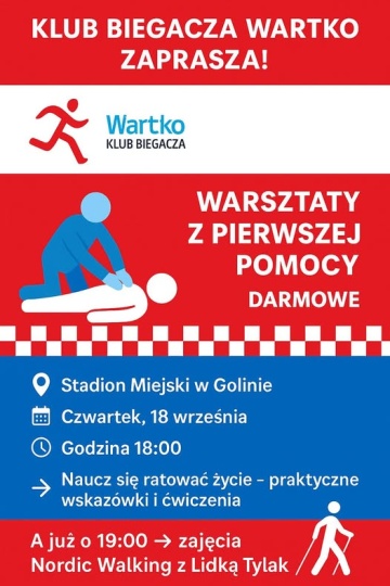 Wartko zaprasza na darmowe warsztaty z pierwszej pomocy - Stadion w Golinie 18 września 2025 r.